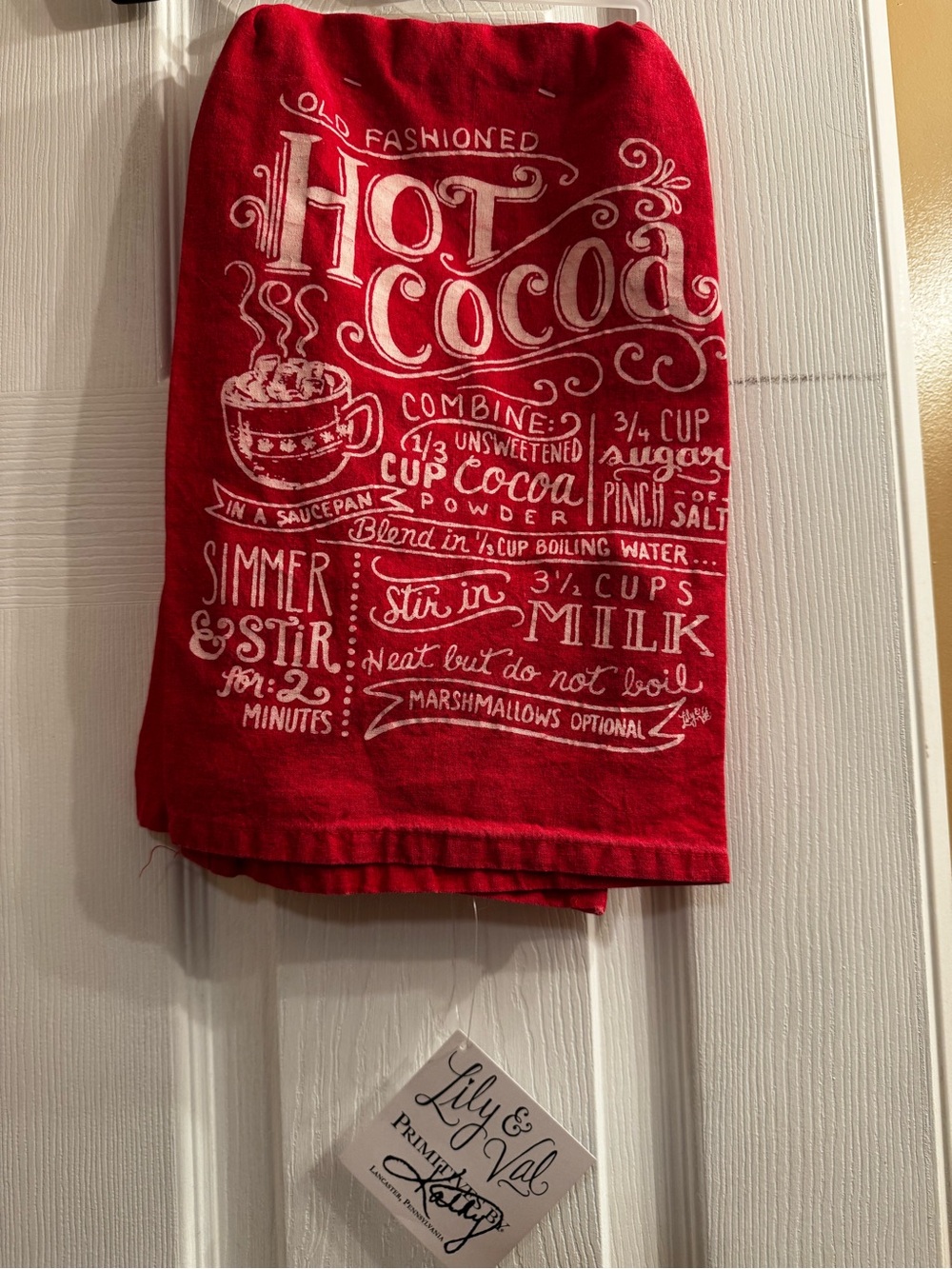 Lily & Val Primitives by Kathy hot cocoa kitchen towel